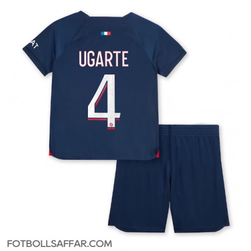 Paris Saint-Germain Manuel Ugarte #4 Hemmadräkt Barn 2023-24 Kortärmad (+ Korta byxor)